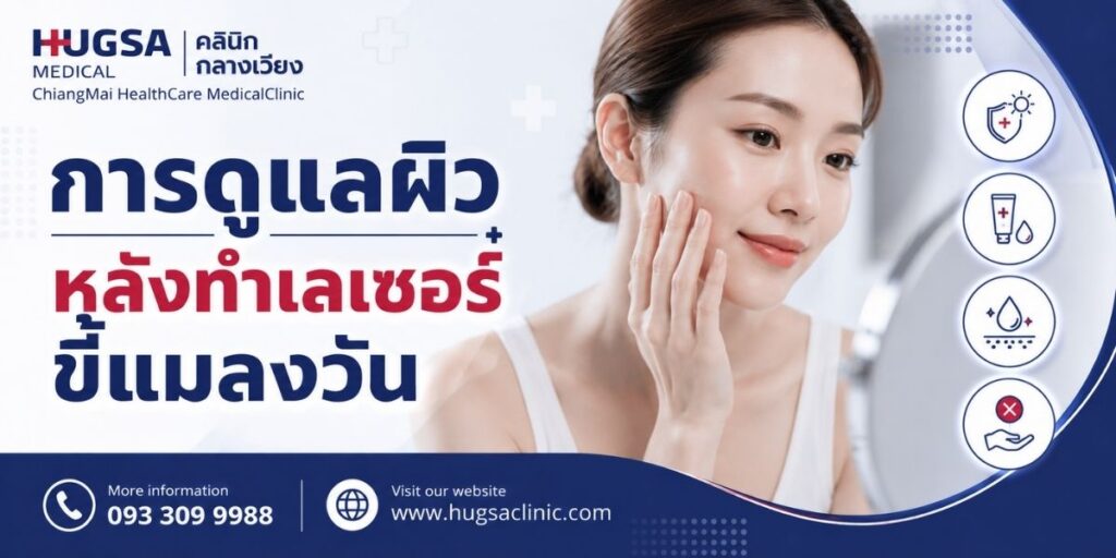 การดูแลผิวหลังทำเลเซอร์ขี้แมลงวัน
